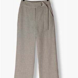 Wide-Leg Belted Trousers in Taupe